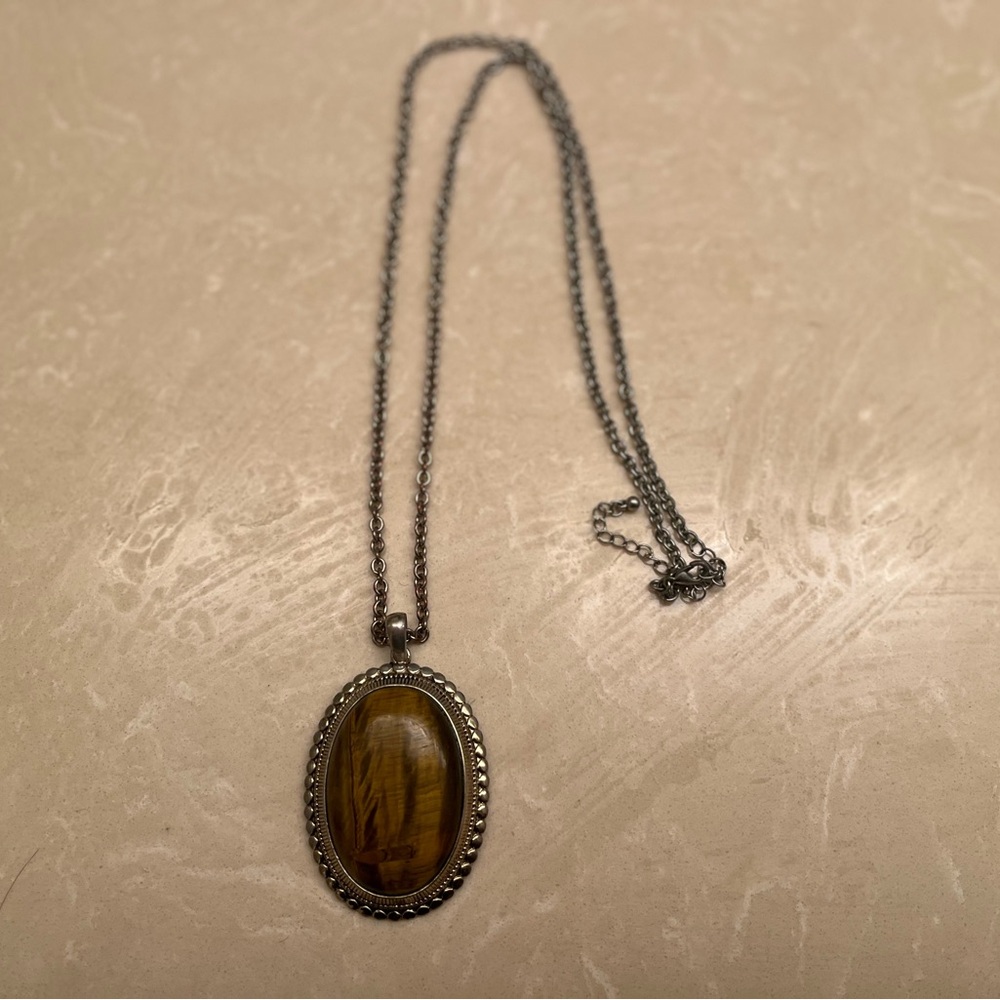 925 Sterling Silver Pendant Necklace Tiger's Eye Handmade Fine Jewelry PS-1131 - Picture 4 of 4